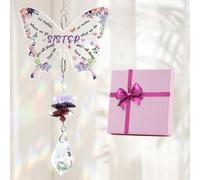 KAAYEE Sister Birthday Gifts, Butterfly Crystal Suncatcher Unique Gifts for Sister, Best Sister Gifts from Sister, Special Big Little Sisters Presents for Graduation Christmas (Sister)