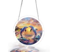 KaayeeWood Acrylic Puzzle Window Hanging, Dolphin Love Song Sun Catchers Panel SunCatchers Puzzles Decor for Birthday Women, Men, Wife, Aunt, and Mom 8.2 in
