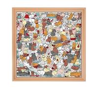 KaayeeWood Cat Wooden Jigsaw Puzzle, 175 Piece Morandi Colored Cat Shaped Wooden Puzzle, Framed by Square Outline, Animal Shape Irregular, Gift for Friends, Decor & Family Game(A)