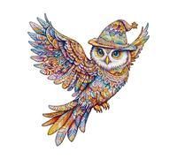 KaayeeWood Wooden Jigsaw Puzzles-130 Pieces Magic Owl Unique Shape Wooden Puzzles for Adults, Challenge Wood Puzzles with Wood Box, Birthday Gifts for Family Friend（11.4 * 10.4in）