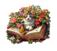 KaayeeWood Wooden Jigsaw Puzzles-165 Pieces Meow Stories Unique Shape Wooden Puzzles for Adults, Challenge Wood Puzzles with Wood Box, Birthday Gifts for Family Friend(11.4 * 10.1in)