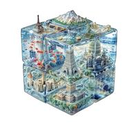 KaayeeWood Wooden Jigsaw Puzzles-170 Pieces Cube City Unique Shape Wooden Puzzles for Adults, Challenge Wood Puzzles with Wood Box, Birthday Gifts for Family Friend(11.4 * 10.6in)