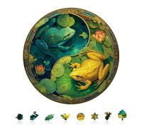KaayeeWood Wooden Jigsaw Puzzles-200 Pieces Balance Frogs Unique Shape Wooden Puzzles for Adults, Challenge Wood Puzzles with Wood Box, Birthday Gifts for Family Friend(11.4 * 11.4in)