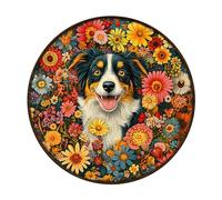 KaayeeWood Wooden Jigsaw Puzzles-200 Pieces Fantasy Garden Guardian-Dog Unique Shape Wooden Puzzles for Adults, Challenge Wood Puzzles with Wood Box, Birthday Gifts for Family Friend(11.4 * 11.4in)
