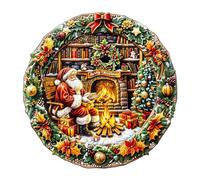 KaayeeWood Wooden Jigsaw Puzzles-200 Pieces Fireside Santa Unique Shape Wooden Puzzles for Adults 14+, Challenge Wood Puzzles with Wood Box, for Family Friend(11.4 * 11.3in)