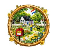 KaayeeWood Wooden Jigsaw Puzzles-200 Pieces Mail Day Unique Shape Wooden Puzzles for Adults, Challenge Wood Puzzles with Wood Box, Birthday Gifts for Family Friend(11.4 * 11.4in)