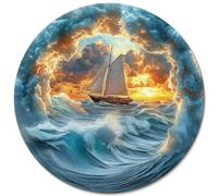 KaayeeWood Wooden Jigsaw Puzzles-233 Pieces A Sailboat in Stormy Seas Unique Shape Wooden Puzzles for Adults, Challenge Wood Puzzles with Wood Box, Birthday Gifts for Family Friend(11.4 * 11.4 in)