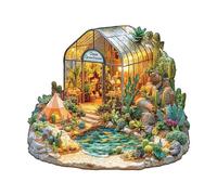 KaayeeWood Wooden Jigsaw Puzzles-240 Pieces Oasis Greenhouse Unique Shape Wooden Puzzles for Adults, Challenge Wood Puzzles with Wood Box, Birthday Gifts for Family Friend(13.4 * 12in)