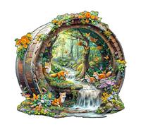 KaayeeWood Wooden Jigsaw Puzzles-255 Pieces Happy foxes-1 Unique Shape Wooden Puzzles for Adults, Challenge Wood Puzzles with Wood Box, Birthday Gifts for Family Friend(13.4 * 12.8in）
