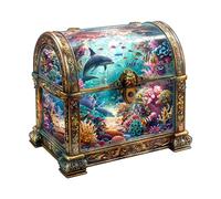 KaayeeWood Wooden Jigsaw Puzzles-260 Pieces Treasure Chest Ocean Unique Shape Wooden Puzzles for Adults, Challenge Wood Puzzles with Wood Box, Birthday Gifts for Family Friend(13.4 * 12.9in)