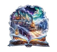 KaayeeWood Wooden Jigsaw Puzzles-270 Pieces Magic Snowpiercer Unique Shape Wooden Puzzles for Adults, Challenge Wood Puzzles with Wood Box, Birthday Gifts for Family Friend(13.4 * 13.4in)