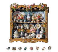 KaayeeWood Wooden Jigsaw Puzzles-270 Pieces Porcelain Treasures Unique Shape Wooden Puzzles for Adults, Challenge Wood Puzzles with Wood Box, Birthday Gifts for Family Friend(12.6 * 12.6in)
