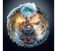 KaayeeWood Wooden Jigsaw Puzzles-270 Pieces Steam Train Unique Shape Wooden Puzzles for Adults, Challenge Wood Puzzles with Wood Box, Birthday Gifts for Family Friend(13.4 * 12.6in)