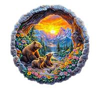 KaayeeWood Wooden Jigsaw Puzzles-295 Pieces Bear's Journey Unique Shape Wooden Puzzles for Adults, Challenge Wood Puzzles with Wood Box, Birthday Gifts for Family Friend(13.4 * 13.3in)