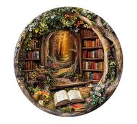 KaayeeWood Wooden Jigsaw Puzzles-295 Pieces Tree House Library Unique Shape Wooden Puzzles for Adults, Challenge Wood Puzzles with Wood Box, Birthday Gifts for Family Friend（13.4 * 13.4in）