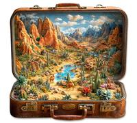 KaayeeWood Wooden Jigsaw Puzzles-299 Pieces Desert Journey Unique Shape Wooden Puzzles for Adults, Challenge Wood Puzzles with Wood Box, Birthday Gifts for Family Friend(13.4 * 13.4 in)