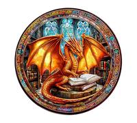 KaayeeWood Wooden Jigsaw Puzzles-300 Pieces Dragon's Library Unique Shape Wooden Puzzles for Adults, Challenge Wood Puzzles with Wood Box, Birthday Gifts for Family Friend(13.4 * 13.4in)