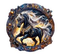 KaayeeWood Wooden Jigsaw Puzzles-300 Pieces Elegant Horse Unique Shape Wooden Puzzles for Adults, Challenge Wood Puzzles with Wood Box, Birthday Gifts for Family Friend(13.4 * 13.4in)