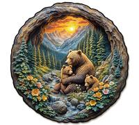 KaayeeWood Wooden Jigsaw Puzzles-309 Pieces Bear Embrace Unique Shape Wooden Puzzles for Adults, Challenge Wood Puzzles with Wood Box, Birthday Gifts for Family Friend（13.4 * 13.1 in）