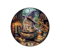 KaayeeWood Wooden Puzzle for Adults-200 Pieces Magic Feline Unique Shape Advanced Wooden Jigsaw Puzzle for Adult,Challenge Wood Jigsaw Puzzles,Best Gift,Home Decoration