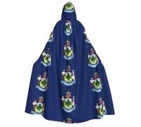 kaayhb Maine State Flag print Adult Hooded Cape, Long Cloak Costume for Party Women Men carnival Masquerade Dress Up