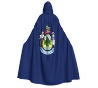 kaayhb Maine State Flag print Adult Hooded Cape, Long Cloak Costume for Party Women Men carnival Masquerade Dress Up