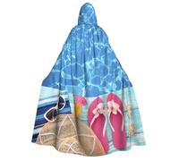 kaayhb Summer Holidays print Adult Hooded Cape, Long Cloak Costume for Party Women Men carnival Masquerade Dress Up