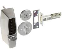 Kaba Simplex 7100 Series Metal Mechanical Pushbutton Auxiliary Lock with Thumbturn, 25mm Tubular Deadbolt, Flat Front Face Plate, 70mm Backset, Satin Chrome Finish