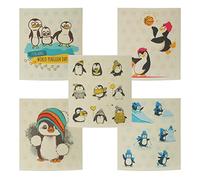 KABAKE Reusable Swedish Dishcloths, Pack of 5 Cellulose Sponge Cloths, Eco-Friendly Absorbent Reusable Dish Cloth, Kitchen Eco-Friendly Odorless Cleaning Cloth (Penguins)