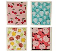 KABAKE Swedish Dishcloths, 4 Pack ECO Friendly Reusable Absorbent Sponge Cloth Reusable Dish Towels Absorbent and Fast Dry Cleaning Cloths for Kitchen (Fruits)