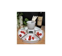 Kabalo 11pc Ceramic Chocolate Fondue Set - 4 Stainless Steel Forks, 5 Serving Dishes, Tea Light Required, A-AND010