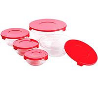 Kabalo 5 Piece Red Salad Bowl Set With Lids Dishwasher Kitchen Food Storage Container