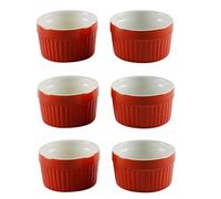 Kabalo Souffle Dessert, Pudding, Snack, Muffin, Cupcake & Crème Brulee Bowl Set Of 6 Red Kitchen Ceramic Ramekin Dish