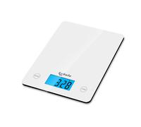 Kabalo White Kitchen Scale 5kg/1g, Blue Backlit Display, 2x AAA Batteries Included, Measures g/ml/lbs/oz, 20x16x1.8 cm, A-MCS062