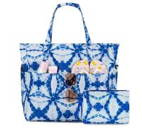 KABAQOO Extra Large Beach Bag Waterproof Sandproof Women Beach Tote With Zipper & Wet Compartment for Pool Gym Grocery Travel, Tie-dye Blue, L, STD-2