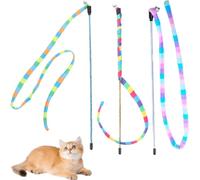 KABASI 3PCS Interactive Cat Rainbow Wand Toys, Colorful Cats String Toy Teaser Wand Sturdy Pole with Spring Balls for Kitten Cat Having Fun Exerciser Playing Indoor and Outdoor