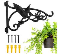 KABB Heavy Duty Hanging Brackets, 2pcs 13" Hand Forged Cast Iron Wall Mount Bracket Durable Rust-Resistant Hummingbird Hanger Hook for Hanging Bird Feeder Lantern Wind Chimes