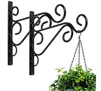 KABB Pack of 2 Black Iron Outdoor Hanging Brackets Wall Hooks for Bird Feeder Lanterns Wind Chimes with Screws
