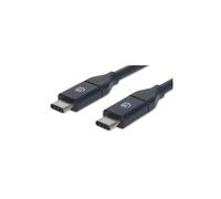 Manhattan USB-C to USB-C Cable, 1m, Male to Male, Black, 10 Gbps (USB 3.2 Gen2 aka USB 3.1), 3A (fast charging), SuperSpeed+ USB, Lifetime Warranty, Equivalent to USB31CC1M