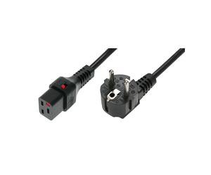 Kabel zasilający serwerowy 3x1,5 Schuko kątowy/IEC C19 prosty M/Ż czarny IEC-EL2
