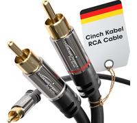 KabelDirekt - 0.5m - RCA/phono Y cable, 1 to 2, stereo audio cable (coax, RCA/phono male/male cinch plugs, analogue/digital, adapter for subs/amps/Hi-Fis/home cinema/receivers, black)