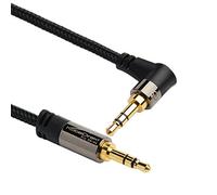 KabelDirekt - 1.5m AUX Stereo Jack Audio Cable 90° (3.5mm to 3.5mm AUX Stereo/Audio Cable, nylon-braided, with a 90 degree connector) PRO Series