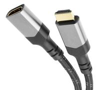 KabelDirekt - 10K & 8K HDMI Extension, HDMI 2.1b - Highly flexible, Metal connectors + Braiding - 1m (Extension Cable, 8K at 60Hz, PC, PS5, XB, Monitor and TV - Black-Silver)