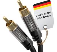 KabelDirekt - 10m - RCA/phono subwoofer lead cable, 1 to 1, audio/digital/video (coax cable, male/male cinch plugs, for amps/Hi-Fis, audio signals/composite video, 75 ohm, black)