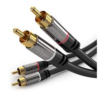 KabelDirekt 1m RCA Audio Video Cable/Cord (2 RCA to 2 RCA, Amplifiers, AV-Receivers, Hi-Fi, Digital & Analogue, Double Shielded) PRO Series