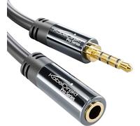 KabelDirekt - 2x Headset extension lead/extension cable with break-proof metal plug - 10m (for use with a PC headset or headphones, 4-pole, 3.5mm male to female)