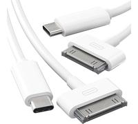 KabelDirekt - 30-Pin to USB-C adapter cable for iPhone, iPad, iPod - 2×1m, set of two (data/charging/sync cable from USB-C to Dock Connector for iPhone 4S/4/3G/3/1, iPad 3/2/1, iPod, white)