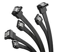 KabelDirekt - 3x SATA 3 cables 6Gb/s - 30cm, 90° angled connector (data cable, 6Gbit/s, SATA III/Serial ATA, L connector, set of 3 cables, connects HDDs/SSDs to the motherboard, black)