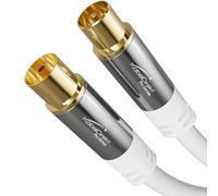 KabelDirekt - 4K TV Aerial Cable, Coaxial Cable - 1m - For Digital & Analogue TV, Metal Connectors - Available in 0.5-20m (Plug to Socket, for DVB-C/DVB-T/DVB-S, white)