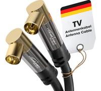KabelDirekt - 4K TV Aerial Cable, Coaxial Cable, 90° Angled - 20m - Digital & Analogue - Available in 0.5-20m (Angled Plug/Socket, DVB-C/DVB-T/DVB-S, black)